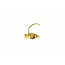 22ct 916 Yellow Gold Wire Fish style Nose Stud with CZ NSW13